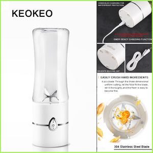 KEOKEO Portable Juice Blender 400ml Mini Multifunction USB Fruit Juice Mixer Fruit Mixing Machine Six-sheet baby food mixer Elec