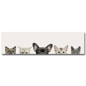 Kawaii Animals Cat Dog Poster Minimalist Art Canvas Painting Wall Picture Long Banner Print Modern Home Room Decoration 391