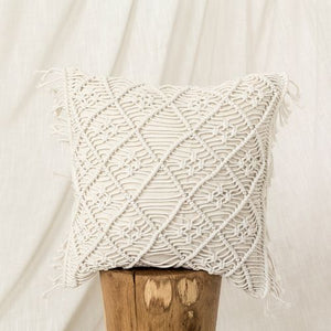 Knitted Pillow Cover Hand-woven Bohemian Cushion Cover Tassel Photo Props Literary Retro Sen Living Room Decorative Pillows Case