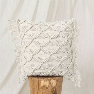 Knitted Pillow Cover Hand-woven Bohemian Cushion Cover Tassel Photo Props Literary Retro Sen Living Room Decorative Pillows Case