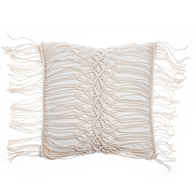 Knitted Pillow Cover Hand-woven Bohemian Cushion Cover Tassel Photo Props Literary Retro Sen Living Room Decorative Pillows Case