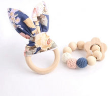 Load image into Gallery viewer, 2pc Wooden Animals  Bunny Ear Teether