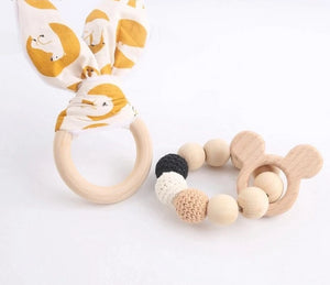 2pc Wooden Animals  Bunny Ear Teether