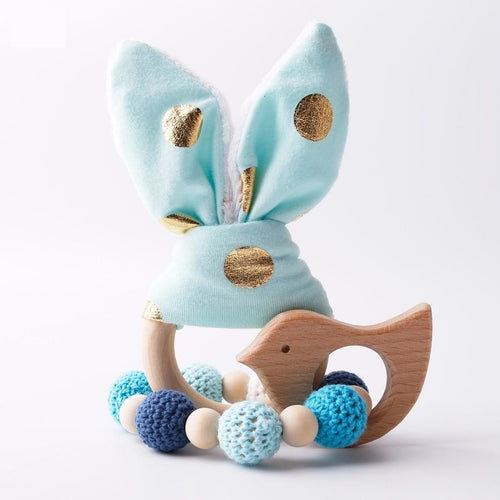 2pc Wooden Animals  Bunny Ear Teether