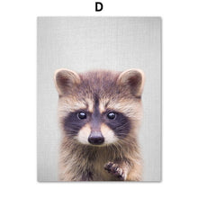 Load image into Gallery viewer, Lion Deer Raccoon Rabbit Wall Art Canvas Painting Nordic Poster And Print Animal Wall Pictures Kids Baby Room Scandinavian Decor