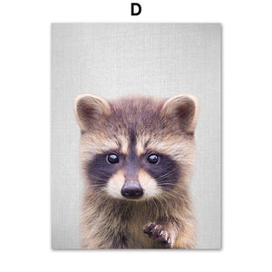 Lion Deer Raccoon Rabbit Wall Art Canvas Painting Nordic Poster And Print Animal Wall Pictures Kids Baby Room Scandinavian Decor