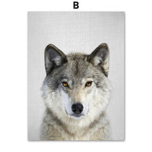 Load image into Gallery viewer, Lion Deer Raccoon Rabbit Wall Art Canvas Painting Nordic Poster And Print Animal Wall Pictures Kids Baby Room Scandinavian Decor