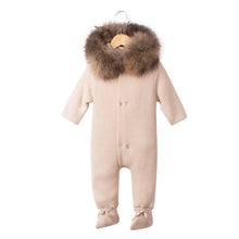 Load image into Gallery viewer, Luxury Baby Knitted Racoon Fur Collar Jumpsuits Hooded Baby Girl Clothes Winter Bebe Rompers Boys Girls Infant Onesie Vintage