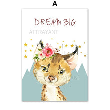 Load image into Gallery viewer, Lynx Fox Hedgehog Wolf Llama Wall Art Print Canvas Painting Nordic Posters And Prints Watercolor Animals Wall Pictures Kids Room