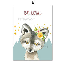 Load image into Gallery viewer, Lynx Fox Hedgehog Wolf Llama Wall Art Print Canvas Painting Nordic Posters And Prints Watercolor Animals Wall Pictures Kids Room