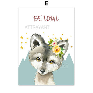 Lynx Fox Hedgehog Wolf Llama Wall Art Print Canvas Painting Nordic Posters And Prints Watercolor Animals Wall Pictures Kids Room