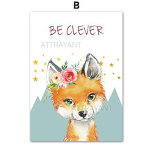 Load image into Gallery viewer, Lynx Fox Hedgehog Wolf Llama Wall Art Print Canvas Painting Nordic Posters And Prints Watercolor Animals Wall Pictures Kids Room