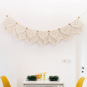 Macrame Fringed Woven Tapestry Wall Hanging Home Wall Decoration Boho Decor Living Room Bedroom Headboard Wall Hanging