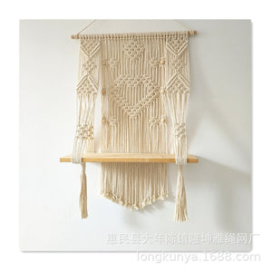 Macrame Wall Hanging Fringed Basket Plant Holder Hand-woven Hanging Planter Decoracion Hogar Flower Basket  Boho Decor
