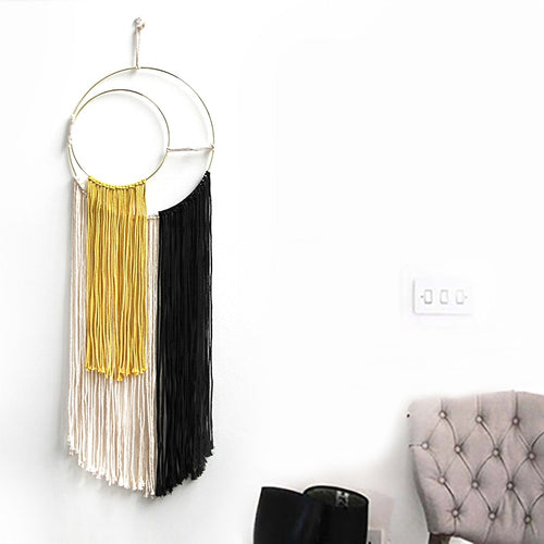 Macrame Woven Wall Tapestry Handmade Knitting Banner Tapisserie Crafts Home Dorm Bohemian Wall Hanging Decoration