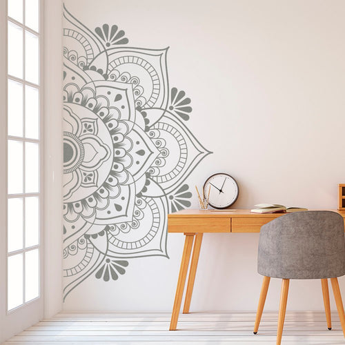 Mandala in Half Wall Sticker Decor for Home Removable Vinyl Sticker for Meditation Yoga Wall Art Living Room Bedroom Mural G190