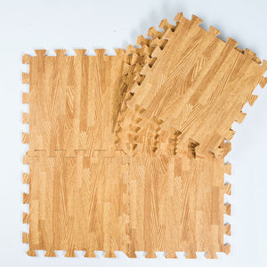 Meitoku Soft EVA Foam puzzle crawling mat;10pcs wood interlock floor tiles;waterproof rug for kids,living room,gym Each:32X32cm