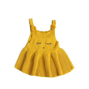 Milancel 2018 Baby Girl Dress Cute Cat Dress for Girl Infant Knitted Girls Clothing Sleeveless Kids Clothes