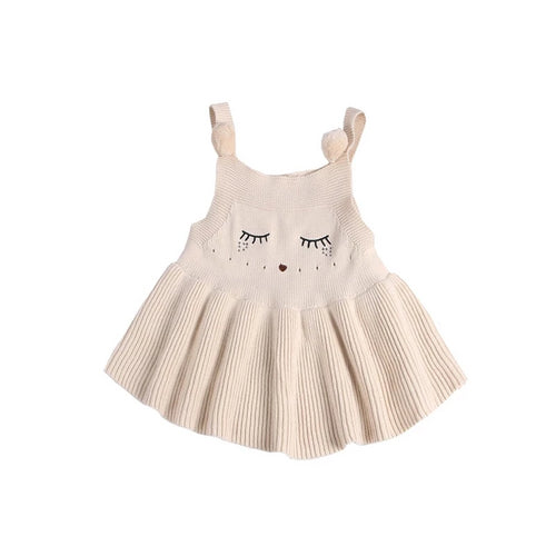 Milancel 2018 Baby Girl Dress Cute Cat Dress for Girl Infant Knitted Girls Clothing Sleeveless Kids Clothes