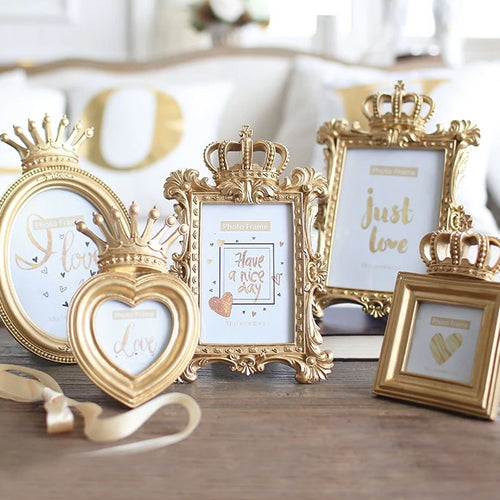 Miz 1 Piece 5 Model Luxury Baroque Style Gold Crown Home Decor Creative Resin Picture Desktop Frame Photo Frame Gift for Friend