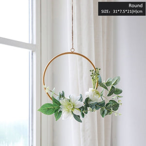 Miz Wedding Decoration Artificial Flower Hanging Accessories Metal Frame With Flower Home Decor Hanging Flower Set