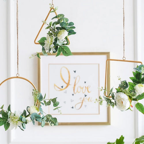 Miz Wedding Decoration Artificial Flower Hanging Accessories Metal Frame With Flower Home Decor Hanging Flower Set