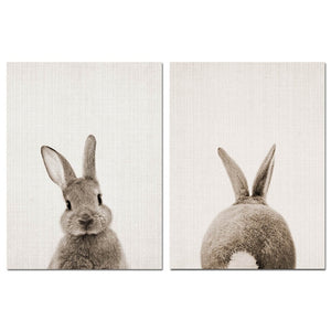 NDITB Rabbit Bunny Butt Tail Canvas Art Poster Woodland Baby Animal Nursery Print Painting Wall Picture for Living Room Decor