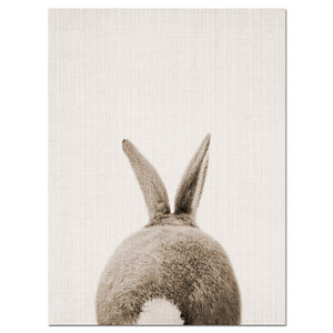 NDITB Rabbit Bunny Butt Tail Canvas Art Poster Woodland Baby Animal Nursery Print Painting Wall Picture for Living Room Decor
