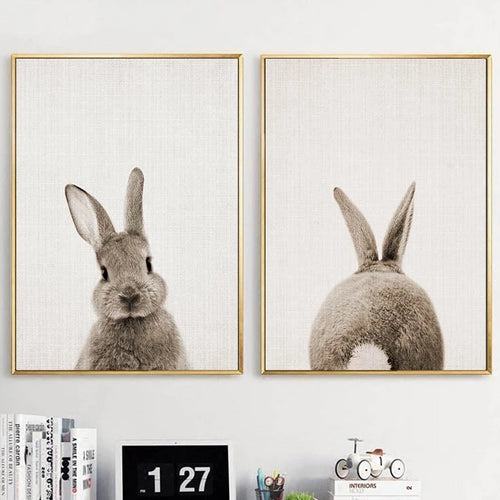 NDITB Rabbit Bunny Butt Tail Canvas Art Poster Woodland Baby Animal Nursery Print Painting Wall Picture for Living Room Decor