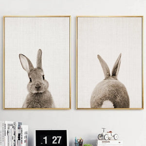 NDITB Rabbit Bunny Butt Tail Canvas Art Poster Woodland Baby Animal Nursery Print Painting Wall Picture for Living Room Decor