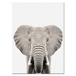 NUOMEGE Baby Animal Poster Panda Giraffe Elephant Canvas Painting Nursery Wall Art Nordic Picture Kid's Bedroom Decoration