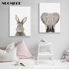 Load image into Gallery viewer, NUOMEGE Baby Animal Poster Panda Giraffe Elephant Canvas Painting Nursery Wall Art Nordic Picture Kid&#39;s Bedroom Decoration