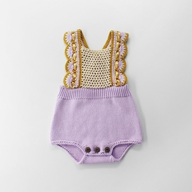 New Hot Ruffle Romper For Baby Girls Purple Cotton Winter Jumpsuit Infant Toddler Autumn Cute Overalls Outfit Sleeveless Costume