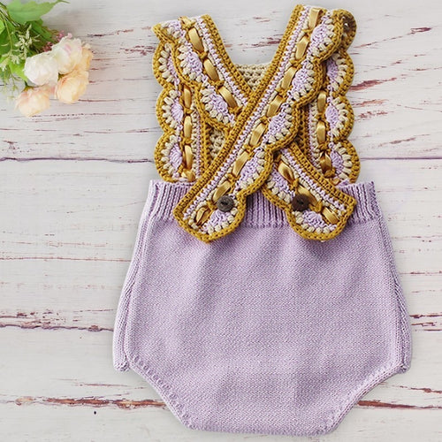 New Hot Ruffle Romper For Baby Girls Purple Cotton Winter Jumpsuit Infant Toddler Autumn Cute Overalls Outfit Sleeveless Costume