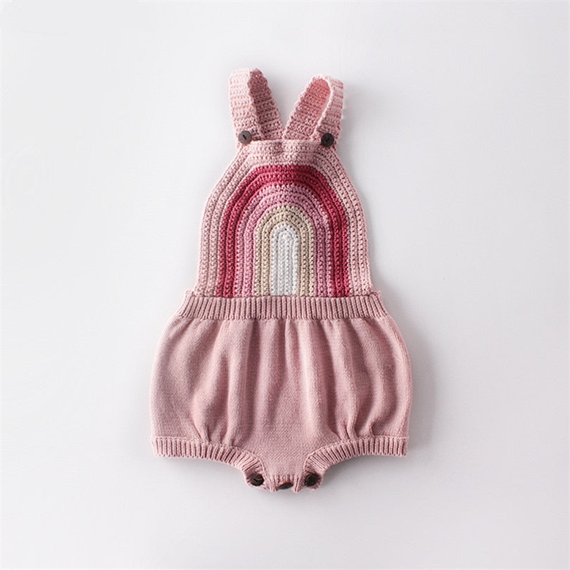 Newborn Baby Girls Romper Sleeveless Rainbow Knitted Baby Girl Clothes Onesie Cotton Infant Toddler Jumpsuit For Girls Overalls