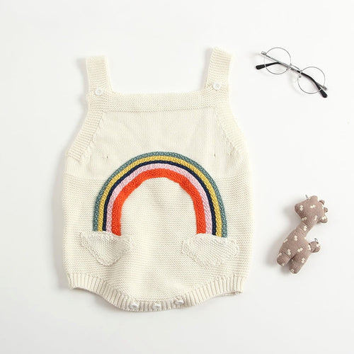 Newborn Baby Knitted Clothes Kids Rompers For Girl Rainbow Sleeve Infant Jumpsuit Baby Boy Cotton Fleece Romper