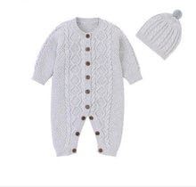 Load image into Gallery viewer, Newborn Baby Romper For Boys 100% Cotton Knitted Baby Clothes Autumn Winter Toddler Clothes Long Sleeve Infant Jumpsuit With Hat
