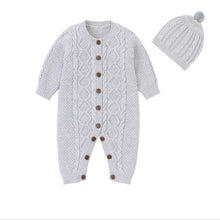 Load image into Gallery viewer, Newborn Baby Romper For Boys 100% Cotton Knitted Baby Clothes Autumn Winter Toddler Clothes Long Sleeve Infant Jumpsuit With Hat