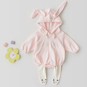 Newborn Long Sleeve Cotton Rompers For Baby Boy Girls Rabbit  Bear Cartoon Hooded Clothes Outfit 2019 Spring Autumn Roupa Menino