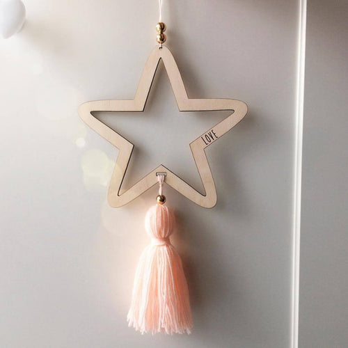 Nordic Style Wooden Star Wind Chimes Kid Home Decoration Accessories Art Wall Hanging For Girls Living Room Toddler DreamCatcher
