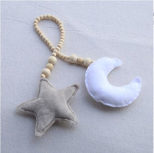 Load image into Gallery viewer, Nordic Wooden Beads Ornament Double Star Moon Kids Room Decoration Baby Crib Tent Hanging Pendant Wall Decor Photography Props