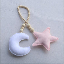Load image into Gallery viewer, Nordic Wooden Beads Ornament Double Star Moon Kids Room Decoration Baby Crib Tent Hanging Pendant Wall Decor Photography Props