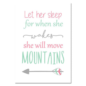 Nursery Quote Wall Art Canvas Print Personalized Name Custom Poster Nordic Painting Wall Picture Kids Girl Bedroom Decoration