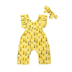 PUDCOCO 2PCS Newborn Baby Girl Boys Ruffle Sleeves Romper Bodysuit Headband Summer Outfits Support wholesale