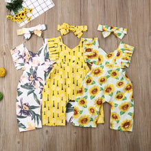 Load image into Gallery viewer, PUDCOCO 2PCS Newborn Baby Girl Boys Ruffle Sleeves Romper Bodysuit Headband Summer Outfits Support wholesale