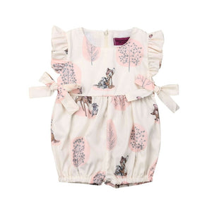PUDCOCO Fashion Newborn Kids Infant Baby Girls Deer Romper Bow Floral Jumpsuit Clothes Casual Pretty Outfits Set 0-24M
