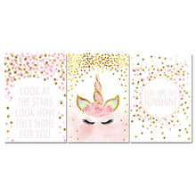 Load image into Gallery viewer, Pink Unicorn Poster Nursery Quotes Art Wall Canvas Print Painting Nordic Style Decorative Picture Baby Girl Bedroom Decoration