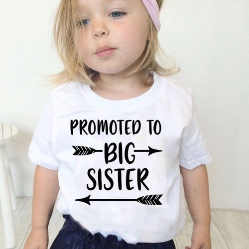 Promoted To Big Sister Kid's T Shirt Boys Girls Summer Short Sleeve Funny Graphic Printed Kawaii Top Tee Shirt Children Tshirt