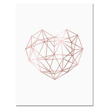 Load image into Gallery viewer, Rose Gold Wall Art Tropical Pineapple Posters and Prints Geometric Heart Canvas Painting Scandinavian Luxury Pictures Home Decor