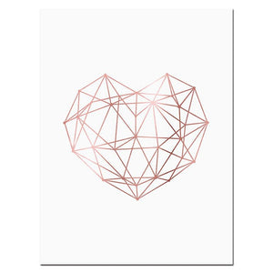 Rose Gold Wall Art Tropical Pineapple Posters and Prints Geometric Heart Canvas Painting Scandinavian Luxury Pictures Home Decor